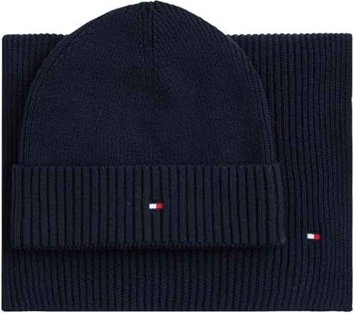 Tommy Hilfiger Uomo Set Regalo Flag Sciarpa e Berretto