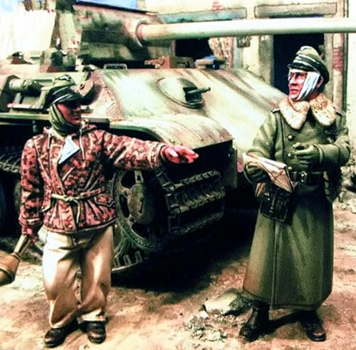 XYMCX 1/35 WWII German Tank Soldier Resin Soldier Model Kit Unbemaltes und unmontiertes Resin Modell (2 Männer, kein Panzer) // G1x6S16