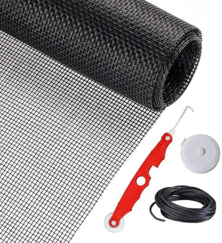 Rete per schermo della finestra, sostituzione dello schermo della finestra, ricambio netto, 157 x 47 pollici, rullo ad alte prestazioni, rete di prova per animali domestici con strumento di rotazione