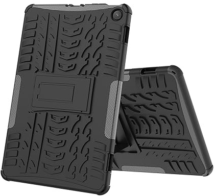 Anti-gulning tablettskydd Tablettskydd kompatibelt med Fire Max 11 släppt 2023 Däckstruktur Stötsäkert TPU+PC skyddsfodral fällbart handtagsstativ(Siyah)