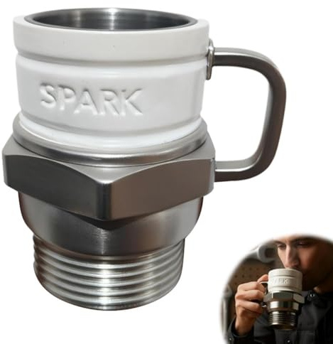 LZYWOD Spark Plug Mug, Engine Spark Plug Design, Novelty Coffee Mug, Unique Gift for Mechanics, Gearheads & Auto Enthusiasts, 12oz Resin Drinkware