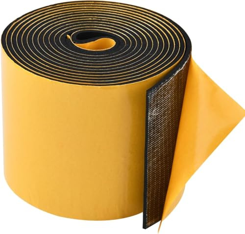 Nastro in schiuma da 10 m, 70 mm di larghezza x 3 mm di spessore, striscia autoadesiva in neoprene, guarnizione in gomma, anti-vibrazione, anti-collisione, isolamento antiurto per finestre, porte e