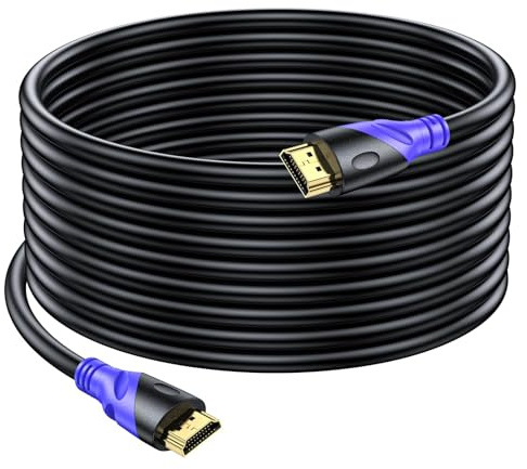 Rommisie Câble HDMI 4K/60HZ 10m (HDMI 2.0, 18 Gbit/s) Connecteurs Plaqués or Ultra Haut Débit, Retour Audio Ethernet, Compatible avec Blu - Ray, Playstation, Ordinateur Portable, PS34/5, PC, HDTV