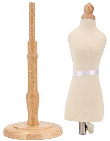 Phefop Mini Forma de Vestido de Muñeca de Madera de Haya, maniquí de Costura de Muñeca con Base de Madera Estable para Exhibición de Ropa y Manualidades de Diseño de Moda
