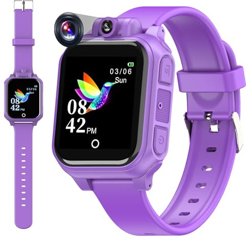 Diswoe Reloj Inteligente Niño Niña, Reloj Niños con Cámara Giratoria de 90 Grados,Música, Juegos, Podómetro, Despertador Yotras Funciones, Juguetes y Regalos para Niños y Niñas de 3 a 12 Años