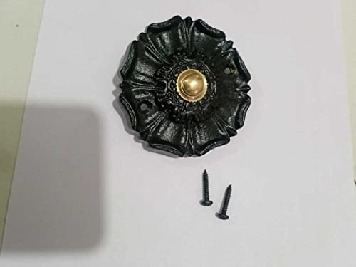Retro Collections Flower Design Door Push/Press Brass Bell Antique Black Finish