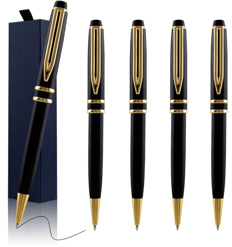 ANCOLOFIS Personalisierte Kugelschreiber – Executive Pen mit 10 schwarzen Nachfüllminen, graviert mit Ihrem Nachrichtennamen auf dem Stifte-Geschenkset für Damen und Herren