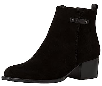 Tamaris Botines de Tacón para Mujer de Piel, Tacón Cuadrado, Cómodos, Negro, 38 EU