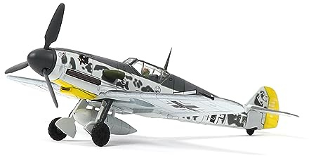 NUOTIE BF-109G Messerschmitt 1/72 Kit de modèle d'avion en métal avec Support, modèle de Chasse en Alliage moulé sous Pression de la Seconde Guerre Mondiale(Jaune désert)