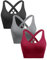 ANGOOL Sport BH Damen ohne Bügel Push Up BH Starker Halt Sport Bustier Damen Gepolstert Crossback Seamless Yoga Joggen Gym Sports Bra, Schwarz+Grau+Weinrot, L