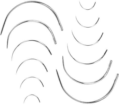 Anwangda 12 Stück Gebogene Nadeln, Silber Edelstahl Gebogene Nähnadel Set, Perücke C Gebogene Nadeln, Rund Leder Sattlernadel, Gebogene Nähnadel, Leder Nähen Nadel, 22351284