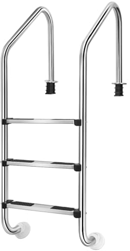 SOARS Escalera para Piscina de Acero Inoxidable, Escalera Piscina 3 Peldaños, con Pasamanos y Antirutschpads en los Peldaños, Carga de 150 kg, 53 x 63 x 147 cm