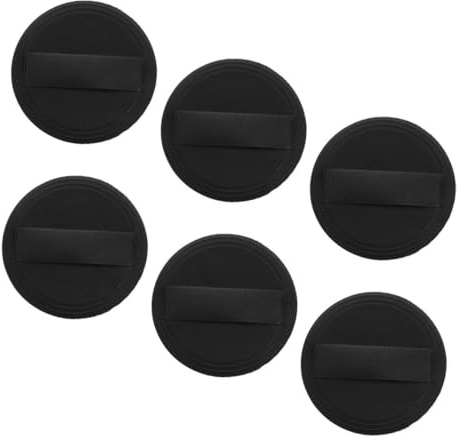 VICASKY Black PU Leather Soft Powder Puff 6Pcs 5.3Cm Gentle Touch Precise Distribution Makeup Applicator for Foundation Application