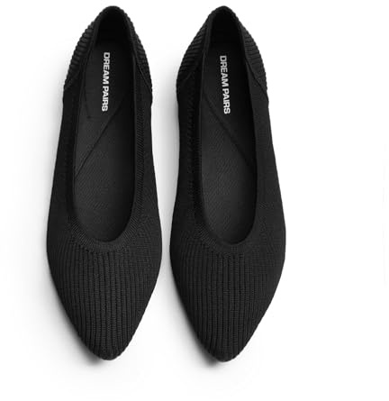 DREAM PAIRS Women's Knit Ballet Dressy Flats Comfortable Washable Flexible Breathable Casual Classic Work Office Walk Pointed Toe Flats,Size 6,Black,SDFA26003W