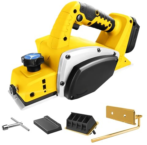 Cordless Handheld Planer Compatible with Dewalt 20V Max Battery(No Battery) Portable 3-1/4 Inch Wood Planer with Brushless Motor 15000RPM for Woodworking,Carpenter Home DIY