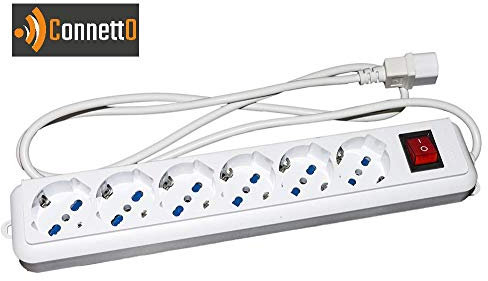 Connetto Regleta Grupos de continuidad con 6 Tomas tripolares 10/16 A Enchufe IEC C14