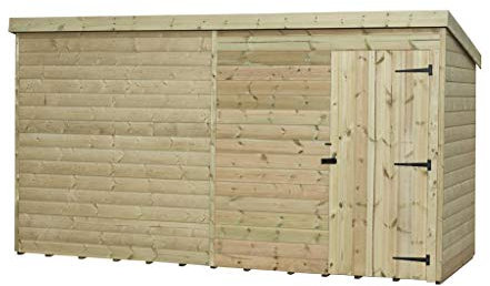 EMS Retail Empire 1000 Pent Garden Shed 14X8 SHIPLAP T&G PRESSURE TREATED DOOR RIGHT