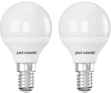 paul russells LED Golf Ball – Small Edison Dimmable Screw Light, 5.5W E14 G45 LED Bulbs, 40w Equivalent, 4000K Cool White/Natural White, Dimmer SES Energy Saving Ceiling Lightsbulbs, 2 Pack