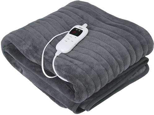 Elektrische Heizdecke mit Abschaltautomatik | Kuscheldecke | XXL 180 x 160 cm | Timer | bei 40° waschbar | 9 Temperaturstufen | Fernbedienung | Wärmedecke | Wärmeunterbett | Wärme Decke