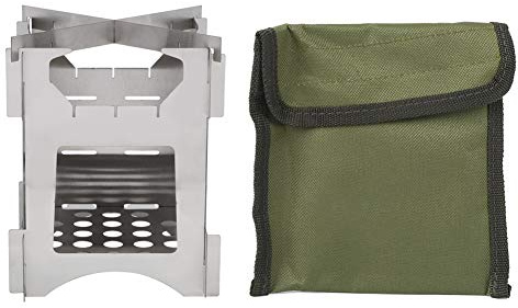 gernie Tragbarer Holzofen, Zusammenklappbarer Outdoor-Camping-Rucksackkocher mit Tragetasche Zum Grillen, Kochen, Heizen, Grillen, Camping-Holzofen aus Edelstahl
