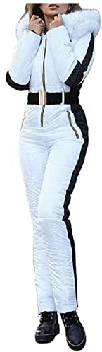 Generico Tuta da Sci Donna Due Pezzi, Antivento, Impermeabile, Invernale, Calda, Casual, Con Cappuccio Rimovibile, per Sport Sulla Neve