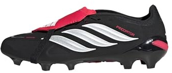 adidas Unisex Predator League Fold-Over Tongue Firm Ground Football Boots Shoes, Core Black/FTWR White/Lucid Red, 6.5 UK