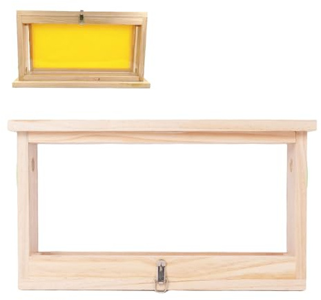 LAISANIM Bee Breeding Observation Box, Ventilated Wooden Beehive Frames, 2 Sided Transparent Acrylic Panels, 21.7x12.4x4.8in
