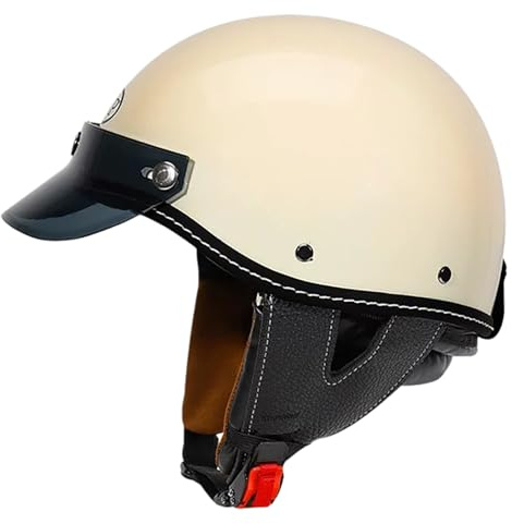 Caschi Da Moto A Mezza Calotta, Casco Da Moto Vintage A Mezza Calotta Per Ciclomotori, Scooter E Cruiser, Omologato DOT/ECE, Casco Anticaduta Per Adulti Uomini E Donne 5,(56-60CM)