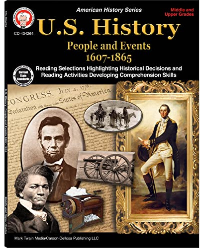 Mark Twain American History Books, Grades 6-12 People & Events from 1607—1865 US History Workbook, Declaration of Independence, California Gold Rush, Pre Civil War, Classroom or Homeschool Curriculum