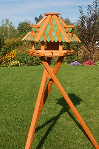 Deko-Shop-Hannusch XL - XXL Luxus Vogelhaus, wahlw. mit Solar/Ständer, absoluter Blickfang, Vogelfutterhaus aus Holz, V13, Farbe/Ständer:V13 XL grün Ständer u. Solar