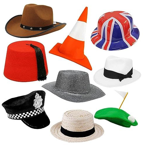 Lot de 9 chapeaux fantaisie pour photomaton pour anniversaire, remise de diplôme, mariage et fêtes. Taille : lot de 9