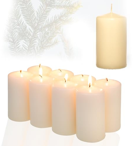Candelo Set med 8 stumpljus jul atmosfär ljus – champagne – 5,8 cm x 12 cm – adventljus juldekoration – julljus för adventkrans
