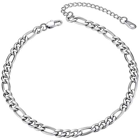 ChainsHouse edelstahl Figarokette Fußkette damen Sommer Fußkettchen Edelstahl 22cm Fußband mit Geschenkebox für damen und mädchen