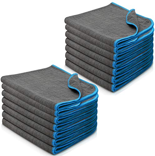 Filzada® 14x Chiffon Microfibre Professionnel - Chiffon en Nettoyage Ultra Absorbant 380 GSM pour Voiture, Maison et Fenêtre - 40x40cm