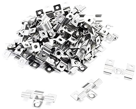 Wiltec Lot de 50 Clips en Acier fin – 40 x 24 x 8 mm – Hauteur de serrage 8 mm – Montage des planchers lames dalles terrasse, fixation invisible