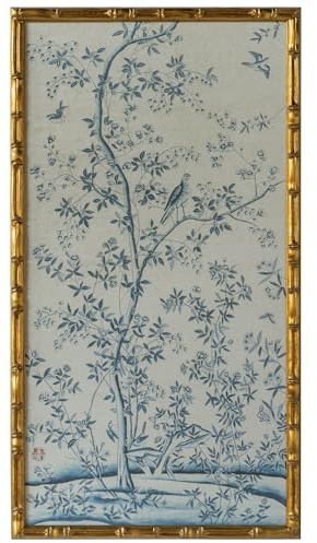 HongFengtang Chinese Rice Paper Print China Flower And Bird Bamboo Frame 19.5 X 35.8 Inches (B)
