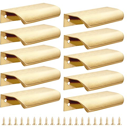 Malimali Lot de 10 poignées de placard de cuisine dorées – Poignées de 80 mm pour armoires et tiroirs, poignées modernes en aluminium pour armoire de salle de bain, laiton brossé
