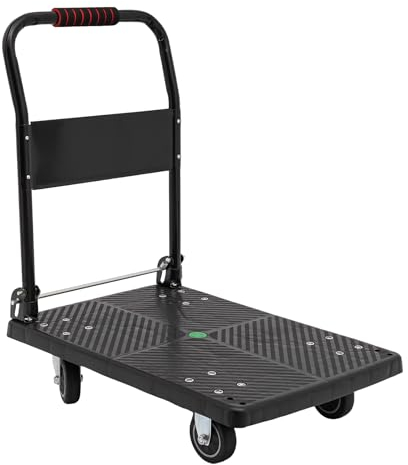 LUNICASHA Plattformwagen Heavy Duty Industrie Plattformwagen Klappbar Handwagen Transportwagen Klappwagen Transport Wagen Trolley mit Mute Wheel Bis 150Kg Tragkraft