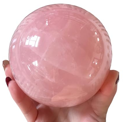 6-7CM/2.36-2.76inch Natural Crystal Ball Rose Quartz Sphere Polished Divination Ball Decorative Sphere Healing Crystals Ball Stone Crafts Home Decor Ornament Gifts(Pink Crystal, 60-70mm)
