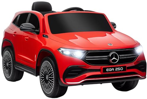 HOMCOM Macchina Elettrica per Bambini 3-8 Anni con Licenza Mercedes Benz EQA 12V, 3-8 km/h Auto Elettrica per Bambini con 2 Motori, Sospensioni, Telecomando, Porta USB, MP3 Musica Fari Clacson, Rossa