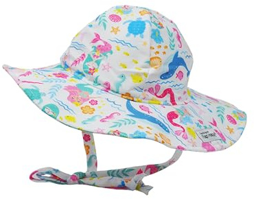 Flap Happy Baby Sun Hat | Toddler Floppy Hat with Large Brim to Protect Kids from Sunburn| UPF 50+ Highest Certified UV Sun Protection | Mermaid Friends, M