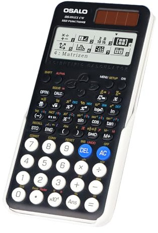 OSALO Scientific Calculator 552 Functions 4 Line Written Display Solar and Battery for School College Math Engineering Calculators Black (OS-991EX CW)