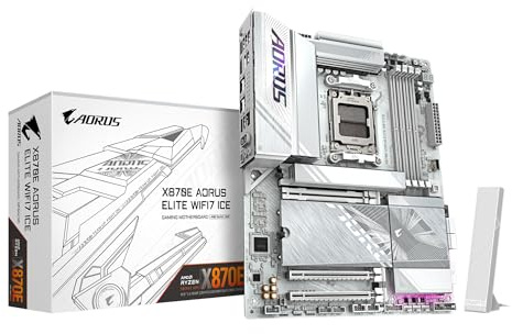 GIGABYTE X870E AORUS ELITE WIFI7 ICE Scheda madre - Supporta CPU AMD Ryzen 9000, VRM digitale a 16+2+2 fasi, fino a 8200 MHz DDR5 (O.C.), 3x PCIe 5.0 + 1x PCIe 4.0, Wi-Fi 7, LAN 2.5 GbE, USB 4