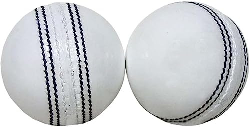 White Cricket Ball | White Color Leather Cricket Balls for Practice A Grade Handstitched | Senior Official Hard & Seasoned |No Stamp for Indoor and Outdoor Practice & Training Cricket Ball (2)