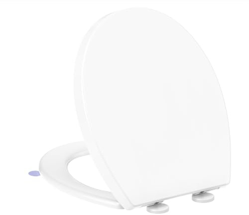 YEAUPE PRO Abattant de toilette à fermeture douce – Siège toulet blanc en forme de O avec charnières réglables à fermeture lente et libération rapide, facile à nettoyer et à installer simple, housse