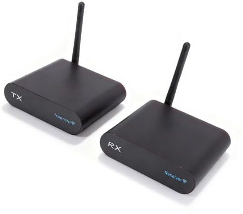 YUEHISY Trådlös AV-sändare 2,4 GHz, 8 Kanaler 300 M Räckvidd med Tydlig Digital Skärm, Audio Video Transmitter Receiver för Hemmabio (EU-)