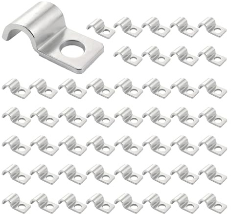 SoeUyd 50 Pezzi Fascette Stringitubo di Fissaggio, Piccola Morsetti per Tubi, Clip Fermacavi in Acciaio Ø 8 Mm, Adatti per Fissare, Posizionare e Organizzare Vari Tipi di Tubazioni