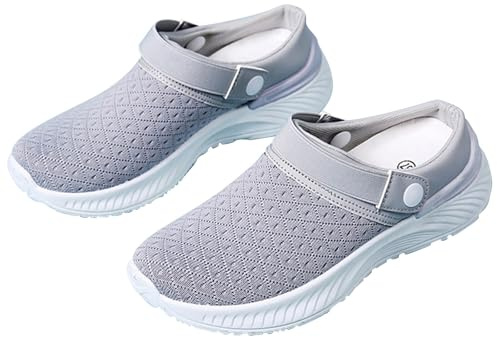 Sandals Closed Toe Women Wedge - Clog Women Comfortable Orthopedic Sandal Fashion Shoes Casual Sandalette Breathable Shoe Soft Non Slip Sandalette, grey, 7 UK