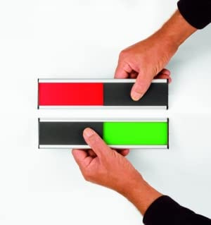 Legamaster 7-601200 Türschild Frei/Besetzt, rotes und grünes Informationsschild mit verschiebbarer Abdeckung, rot/grün, 6 x 25 cm
