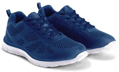 Get Fit Women's Lightweight Running Trainers - Breathable Mesh Gym Shoes with Cushioned Sole - Comfortable Walking & Fitness Sneakers - Lace-Up Athletic Footwear - Navy - 6-39